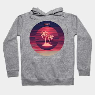 Palm trees with a background of pink clouds Hoodie